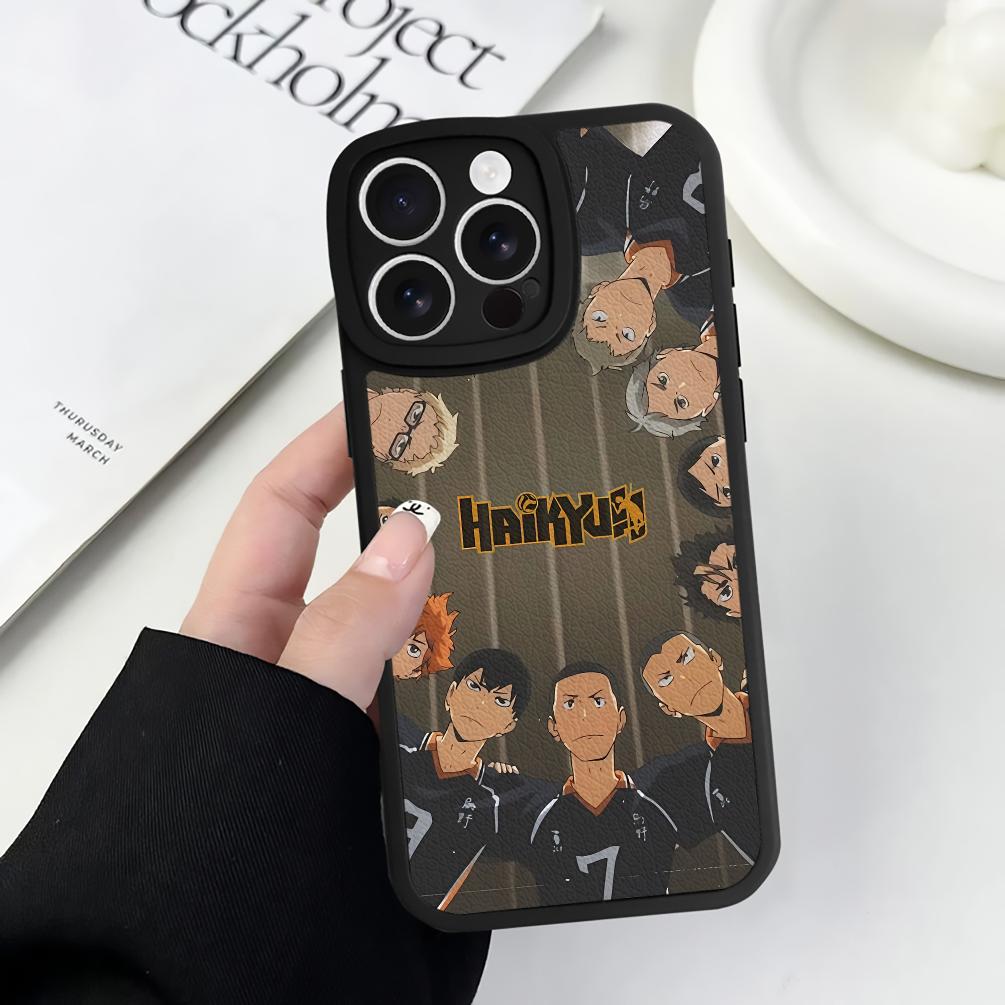 （画像用） ハイキュー!! Haikyu!! 【iPhone 16シリーズ対応】シリコンスマホケース（レザー調） 材質：シリコン